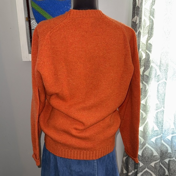 Aquascutum of London Vintage Orange Shetland Wool Crew Neck Sweater - Picture 4 of 7